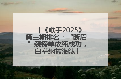 《歌手2025》第三期排名：“断眉”袭榜单依纯成功，白举纲被淘汰