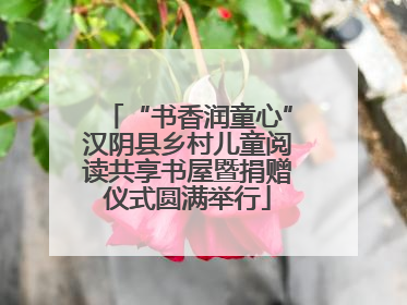 “书香润童心”汉阴县乡村儿童阅读共享书屋暨捐赠仪式圆满举行