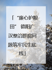 “廉心护粮田” 德阳广汉整治群腐问题筑牢民生底线