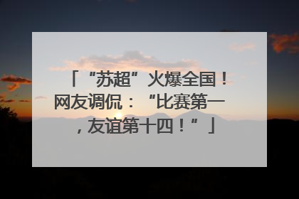 “苏超”火爆全国！网友调侃：“比赛第一，友谊第十四！”