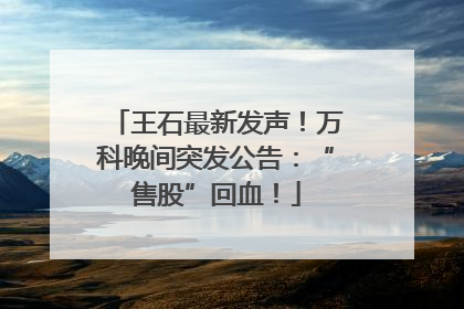 王石最新发声！万科晚间突发公告：“售股”回血！