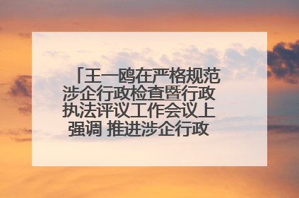 王一鸥在严格规范涉企行政检查暨行政执法评议工作会议上强调 推进涉企行政检查质效大幅提升