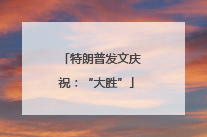 特朗普发文庆祝：“大胜”