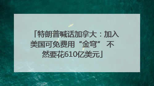 特朗普喊话加拿大：加入美国可免费用“金穹” 不然要花610亿美元