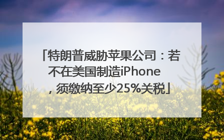 特朗普威胁苹果公司：若不在美国制造iPhone，须缴纳至少25%关税