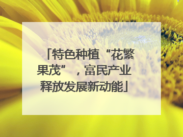 特色种植“花繁果茂”，富民产业释放发展新动能
