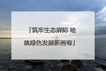 筑牢生态屏障 绘就绿色发展新画卷