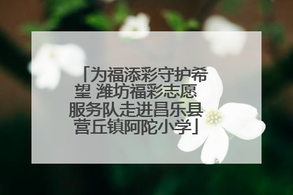 为福添彩守护希望 潍坊福彩志愿服务队走进昌乐县营丘镇阿陀小学