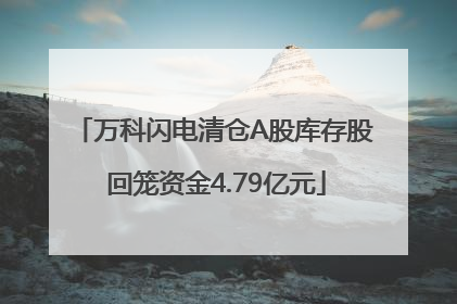 万科闪电清仓A股库存股 回笼资金4.79亿元