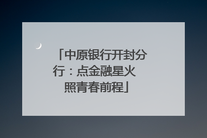 中原银行开封分行：点金融星火 照青春前程