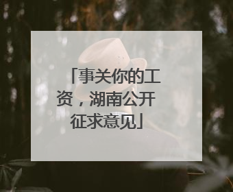 事关你的工资，湖南公开征求意见
