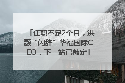 任职不足2个月，洪灏“闪辞”华福国际CEO，下一站已敲定