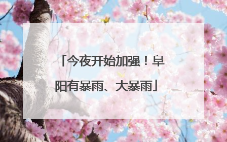 今夜开始加强！阜阳有暴雨、大暴雨