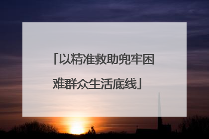 以精准救助兜牢困难群众生活底线