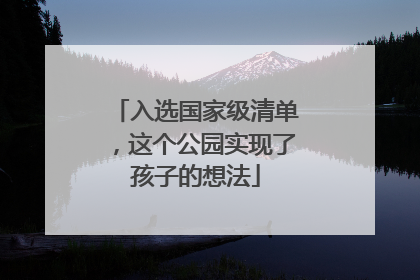 入选国家级清单，这个公园实现了孩子的想法