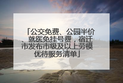 公交免费、公园半价、就医免挂号费，宿迁市发布市级及以上劳模优待服务清单