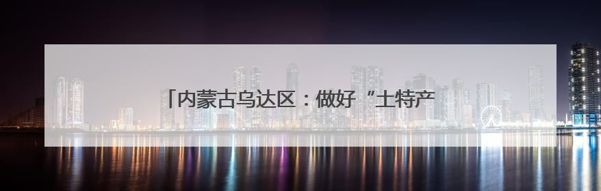 内蒙古乌达区：做好“土特产”文章 写好乡村振兴答卷