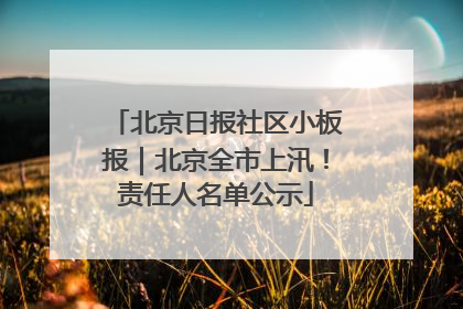 北京日报社区小板报｜北京全市上汛！责任人名单公示