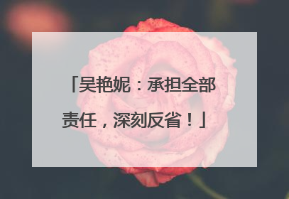 吴艳妮：承担全部责任，深刻反省！