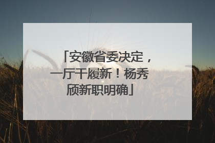 安徽省委决定，一厅干履新！杨秀颀新职明确
