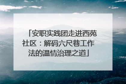 安职实践团走进西苑社区：解码六尺巷工作法的温情治理之道