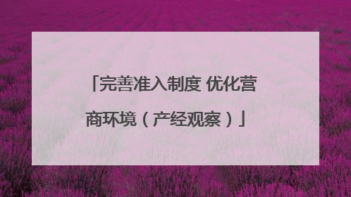 完善准入制度 优化营商环境（产经观察）