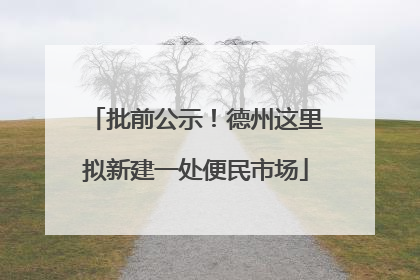 批前公示！德州这里拟新建一处便民市场