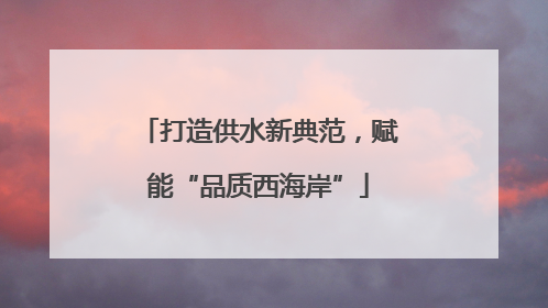 打造供水新典范，赋能“品质西海岸”