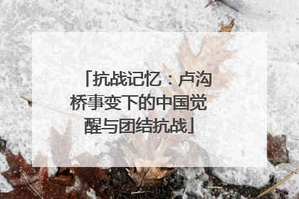 抗战记忆：卢沟桥事变下的中国觉醒与团结抗战