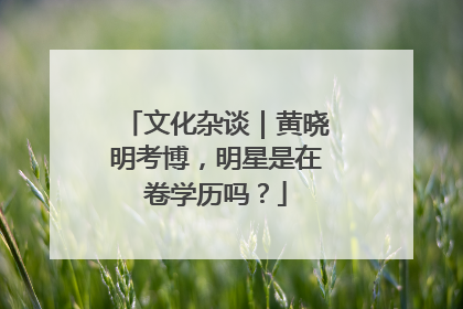 文化杂谈｜黄晓明考博，明星是在卷学历吗？