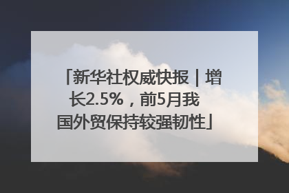 新华社权威快报｜增长2.5%，前5月我国外贸保持较强韧性