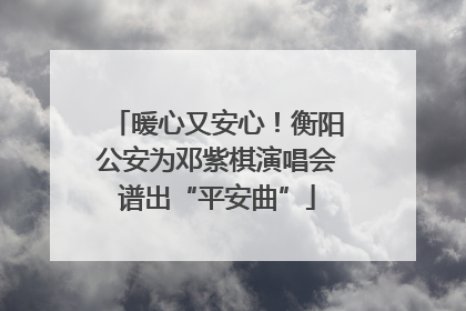 暖心又安心！衡阳公安为邓紫棋演唱会谱出“平安曲”