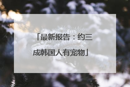 最新报告：约三成韩国人有宠物
