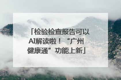 检验检查报告可以AI解读啦！“广州健康通”功能上新