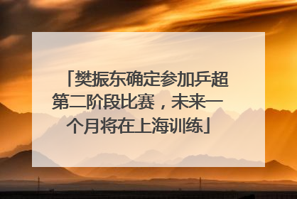樊振东确定参加乒超第二阶段比赛，未来一个月将在上海训练