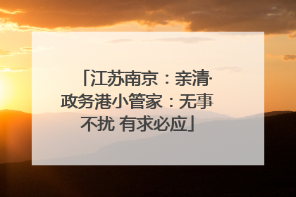 江苏南京：亲清·政务港小管家：无事不扰 有求必应