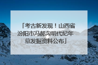 考古新发现！山西省汾阳市冯郝沟明代纪年墓发掘资料公布