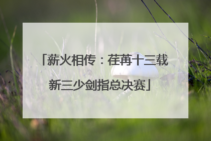 薪火相传：荏苒十三载 新三少剑指总决赛