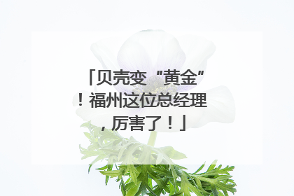 贝壳变“黄金”！福州这位总经理，厉害了！