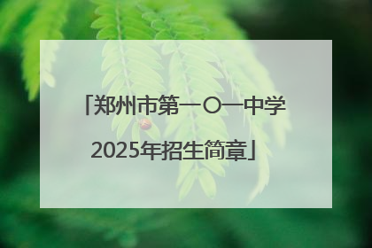 郑州市第一〇一中学2025年招生简章