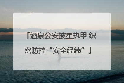 酒泉公安披星执甲 织密防控“安全经纬”