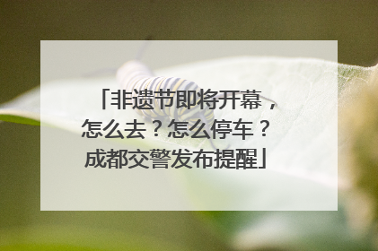 非遗节即将开幕，怎么去？怎么停车？成都交警发布提醒