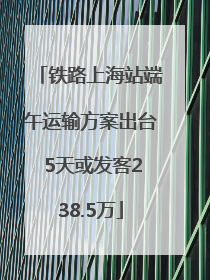 铁路上海站端午运输方案出台 5天或发客238.5万