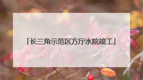 长三角示范区方厅水院竣工