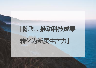 陈飞：推动科技成果转化为新质生产力