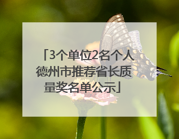 3个单位2名个人 德州市推荐省长质量奖名单公示