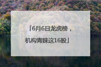6月6日龙虎榜，机构青睐这16股